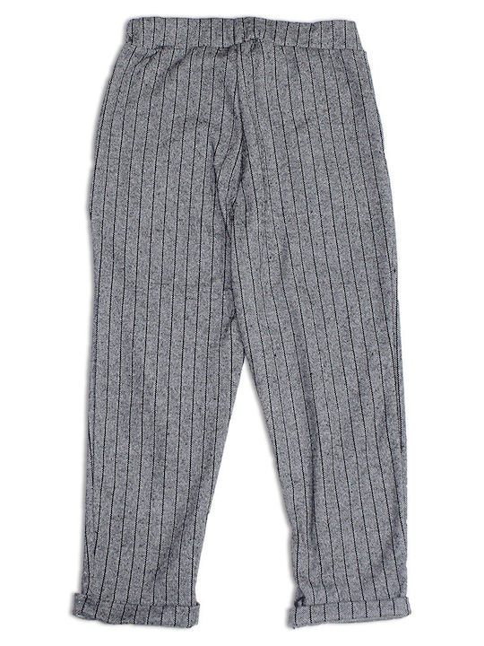 Children's grey striped fabric pants for girls (10-14 years old)