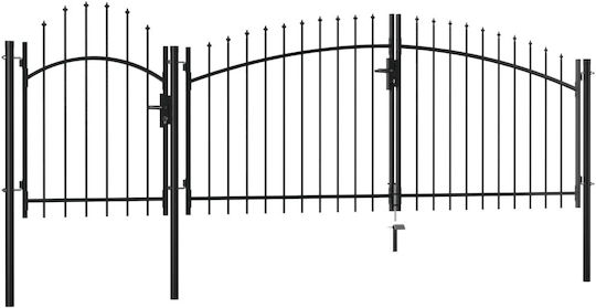 vidaXL Метална Врата за Ограда с копиями в Черен Цвят 1.75x4.0m