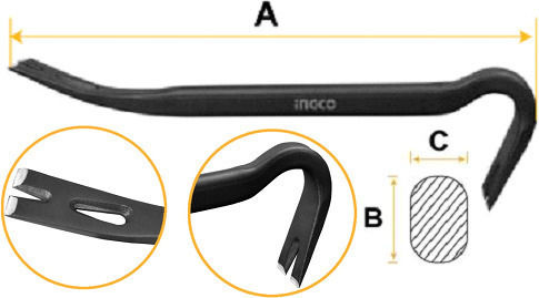 Ingco Pry Bar 350mm HWBA01142 Crowbar / Nail Puller