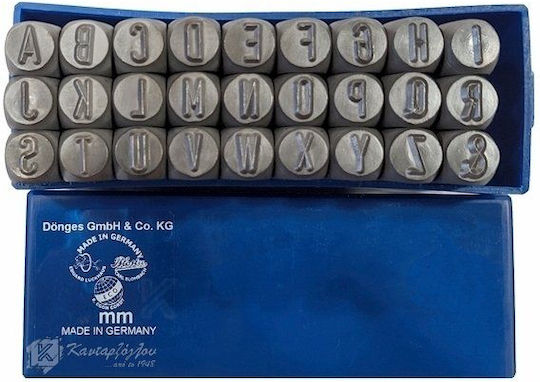Donges Embossed Letters Latin Alphabet 10mm 30-530010-0 Stamped Letters Hand Tool Set 27pcs