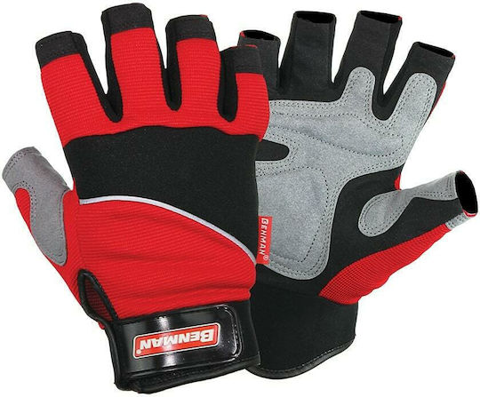 Benman Fingerless Ultimate Gloves for Work Red 1pcs