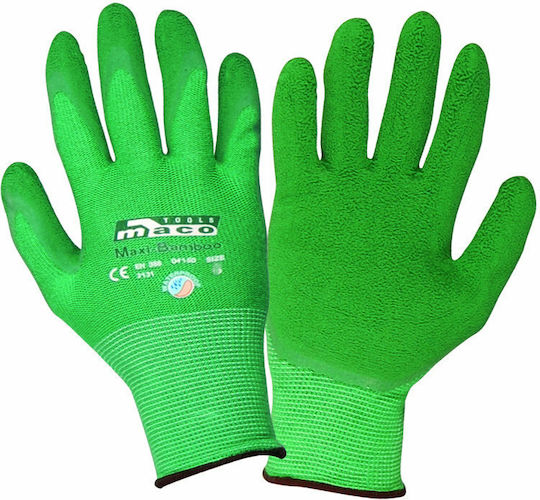 Maco Maxi Bamboo Waterproof Gloves for Work Garden Green Latex/Cotton 1pcs