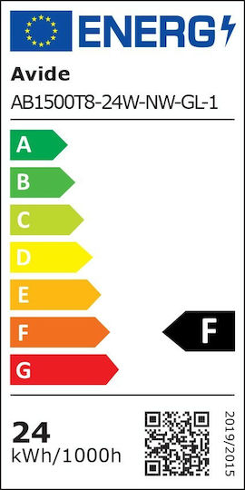 Avide AB1500T8-24W-NW-GL-1 LED-Lampe 24W Röhrenform 150εκ. für Fassung G13 und Form T8 Naturweiß 2400lm