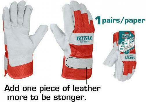 Total Gloves for Work Garden Red Leather-/Cotton 1pcs