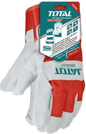 Total Gloves for Work Garden Red Leather-/Cotton 1pcs