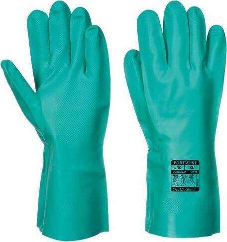 Portwest Safety Gloves Green Nitrile Chemical CATIII