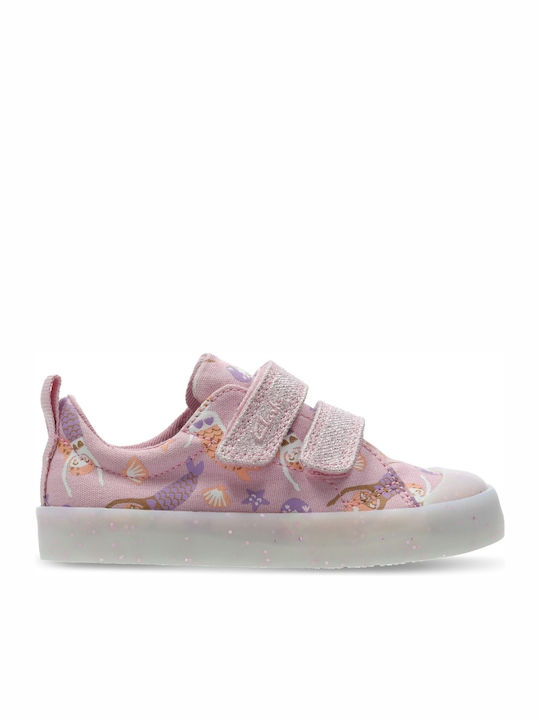 Foxing Print Kids Sneakers Anatomic with Scratch Pink