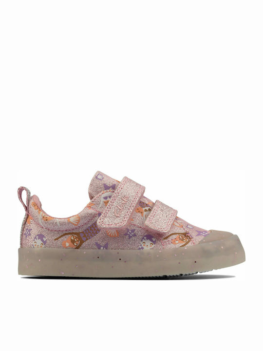 Foxing Print Kids Sneakers Anatomic with Scratch Pink