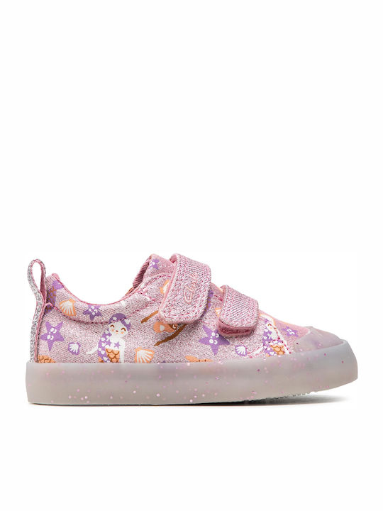 Foxing Print Kids Sneakers Anatomic with Scratch Pink