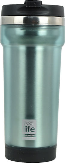 Ecolife Internal Recyclable Glass Thermos Stainless Steel BPA Free 420ml Green