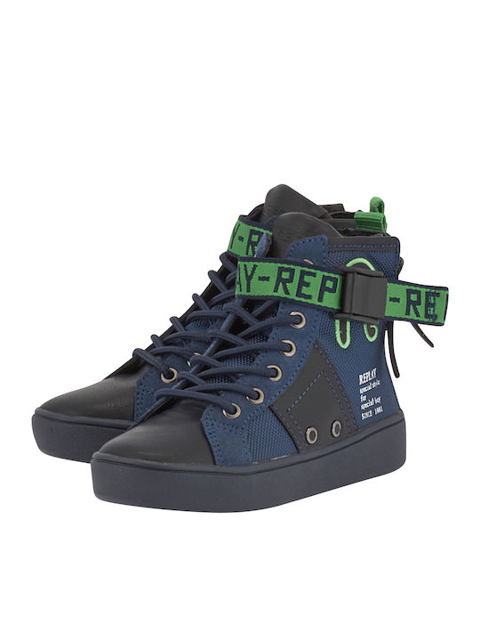 Jacob Παιδικά Sneakers High με Σκρατς Μπλε