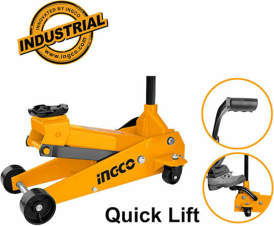 Ingco Hydraulic Car Jack with Lifting Height up to 41cm and Lifting Weight up to 3 Tons