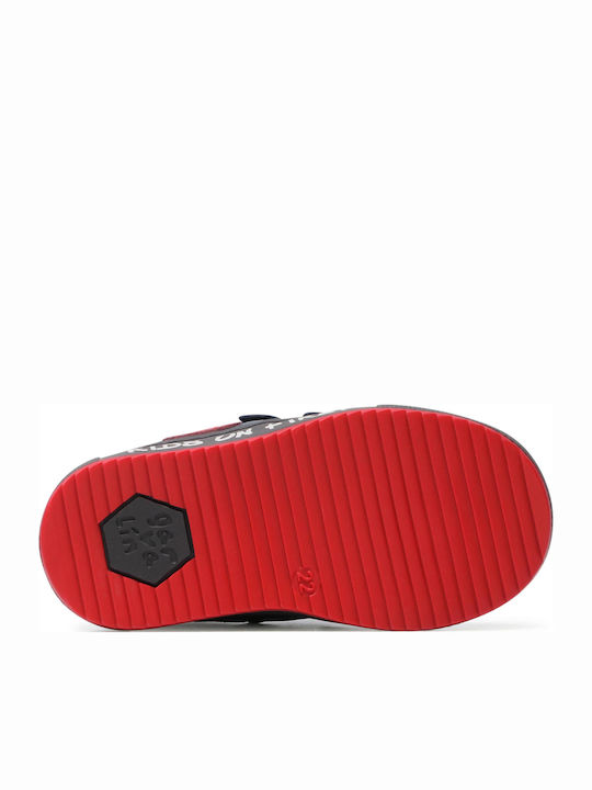 Παιδικά Sneakers High Ανατομικά με Σκρατς Navy Μπλε