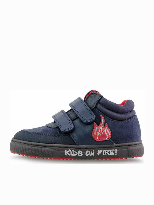 Παιδικά Sneakers High Ανατομικά με Σκρατς Navy Μπλε