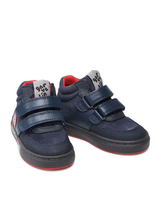Παιδικά Sneakers High Ανατομικά με Σκρατς Navy Μπλε