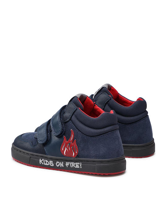 Παιδικά Sneakers High Ανατομικά με Σκρατς Navy Μπλε