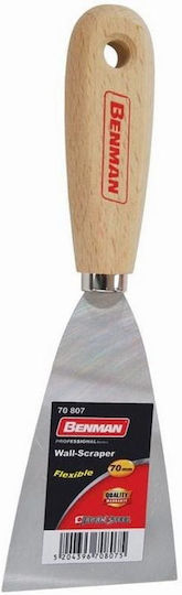 Benman Spatula Scraper Metallic 60mm with Wooden Handle 70800