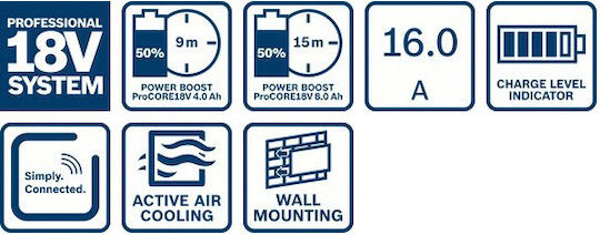 Bosch Φορτιστής Μπαταριών Εργαλείου 18V Λιθίου GAL 18V-160 C