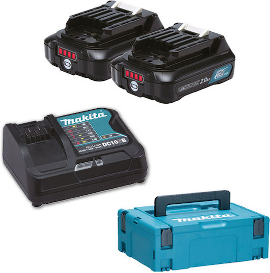 Makita Set 2 Baterii Unelte Litiu 12V Capacitate 2Ah cu Încărcător BL1021B