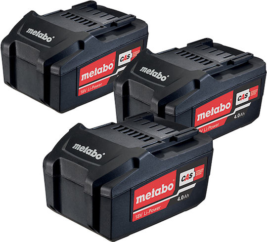 Metabo Set 3 Baterii Unelte Litiu 18V Capacitate 4Ah cu Încărcător