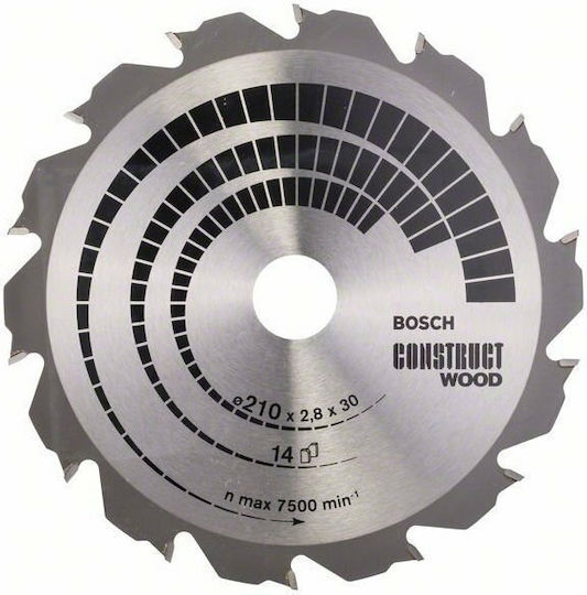 Bosch Saw blade Circular saws Construct Wood 210x30mm Cutting Disc Wood Hole Diameter 210mm with 14 Teeth 1pcs