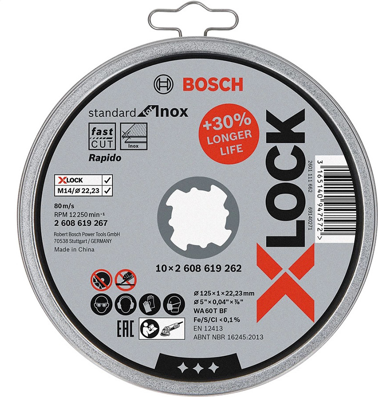Bosch Δίσκος Κοπής Inox X-Lock Standard 2608619262 25mm 1τμχ
