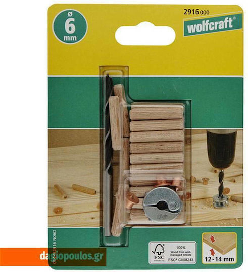 Wolfcraft Set Dowels & Drill 6mm 31pcs 2916000