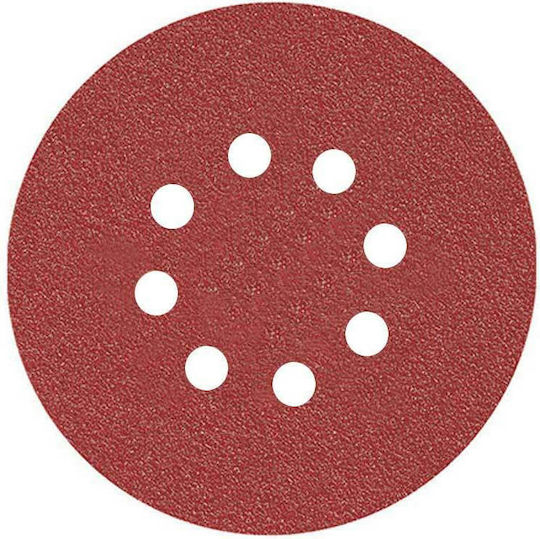 Morris Aluminium Oxide Velcro Orbital Sander Sanding Sheet K120 with 8 Holes 125x125mm