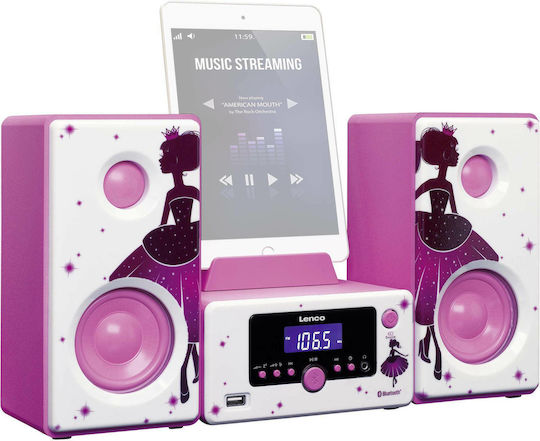 Lenco Ηχοσύστημα 2.0 MC-020 MC-020P 10W με Digital Media Player, WiFi και Bluetooth Ροζ