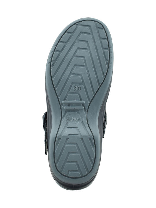 Scholl New Bonus Leather Anatomic Clogs Blue