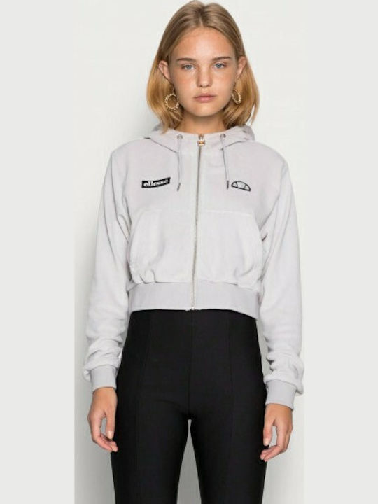 Kirsten Cropped Women's Sweatshirt Jacket Velvet Hooded Gray