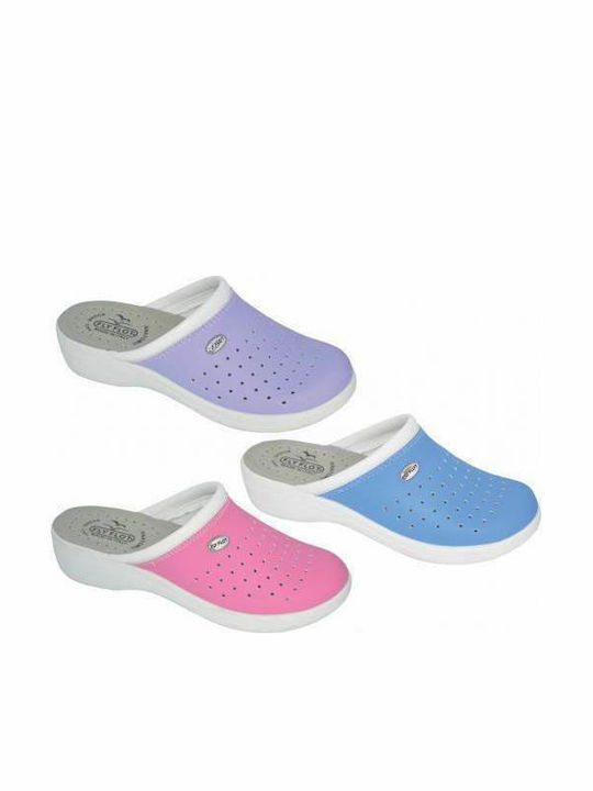 Fly Flot Women's Leather Anatomic Purple Clogs