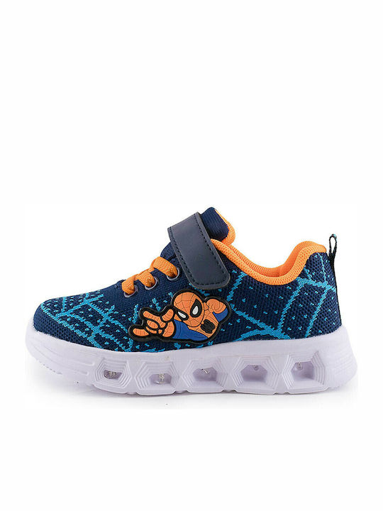 Spiderman Adidași Copii Cu Închidere Hoop & Loop Și Cu Luminite Albastre