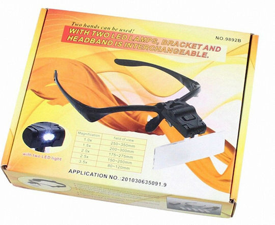 Tele Safety Glasses with Magnification with Transparent Lenses and LED Light 1pcs