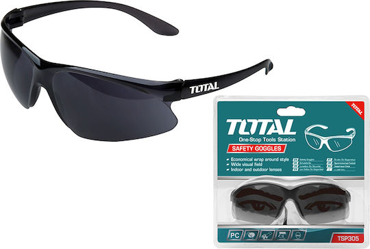 Total Safety Glasses for Protection with Black Lenses Tinted 1pcs