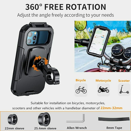 Kewig M18L-A1 Mount Phone Motorcycle with Case 3.5-7" for Steering Wheel with Wired (Type-C for iPhone) and Wireless charging (Qi 15W)