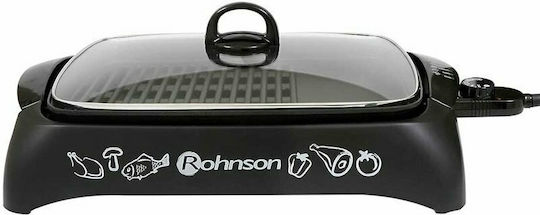 Rohnson Tabletop Electric Grill Grill and Smooth Plate 2200W with Lid and Adjustable Thermostat 40cmx30cmcm