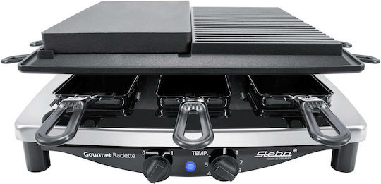Steba RC 4 Plus Deluxe Tischplatte Elektrogrill Raclette Glatte und Geriffelte Platte 1450W mit einstellbarem Thermostat 39cmx37cmcm
