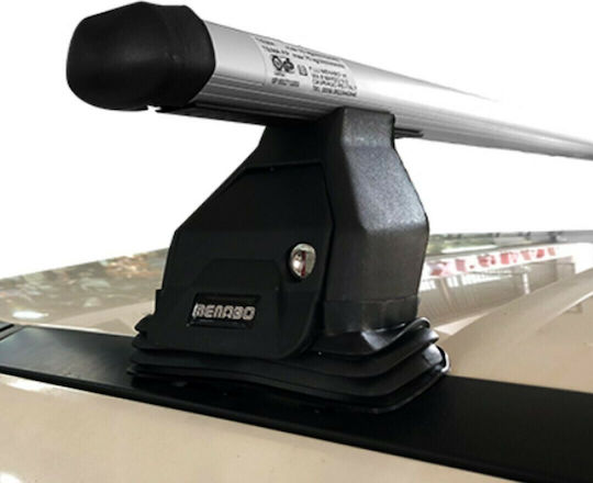 Menabo Car Roof Bars Aluminum 112cm for Mercedes-Benz C Class 4D Set with Roof Rack Legs Silver