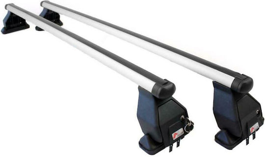 Menabo Car Roof Bars Aluminum 112cm for Renault Grand Scenic 5D Set with Roof Rack Legs Silver