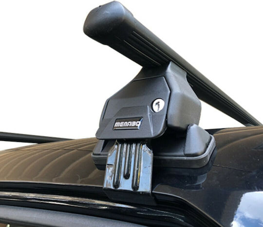 Menabo Car Roof Bars Metallic 130cm for Audi A8 4D Set with Roof Rack Legs Black