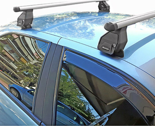 Menabo Aluminum Car Roof Bars 112cm for Alfa Romeo Alfa 156 4D Set with Roof Rack Legs Silver