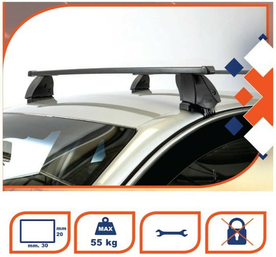 K39 Autodachträger Metallisch BSM112-K14 112cm für Mini Cooper S 5D mit Dachträgerfüßen Schwarze