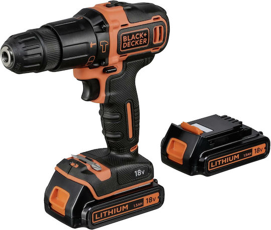 Black & Decker Κρουστικό Δραπανοκατσάβιδο Μπαταρίας 18V 2x1.5Ah