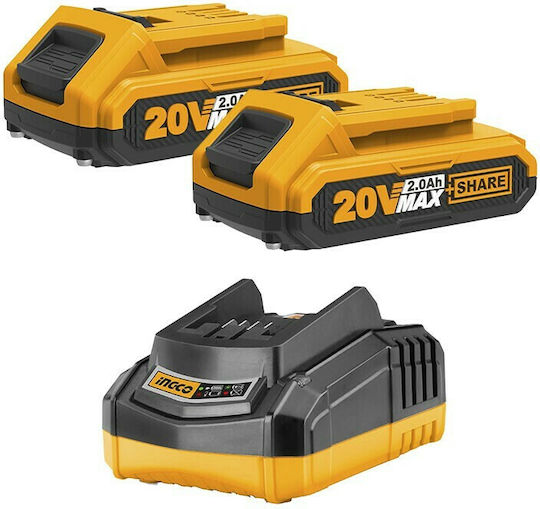 Ingco CDLI2002 Δραπανοκατσάβιδο Μπαταρίας 20V 2x2Ah