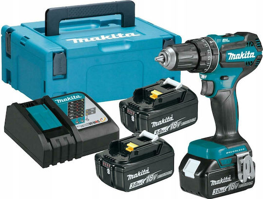 Makita DHP485RF3J Percussive Drill Driver Battery Brushless 18V 3x3Ah