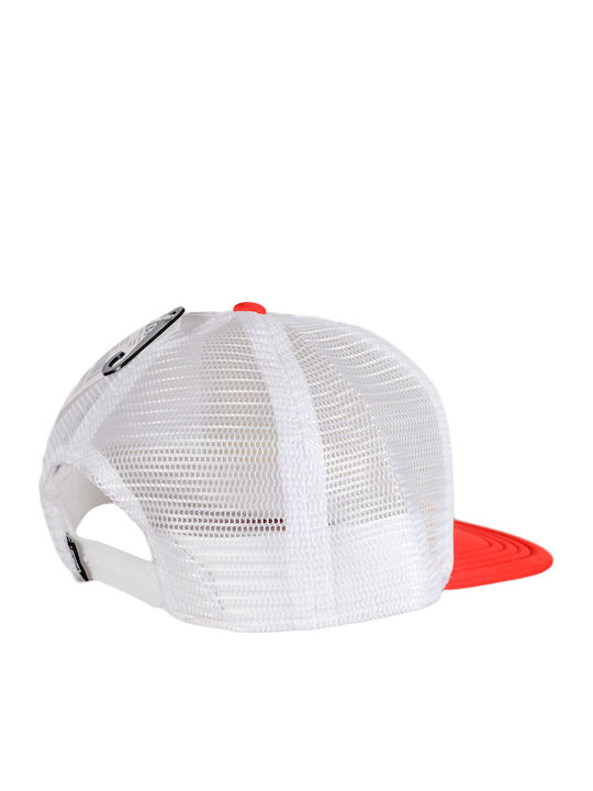Classic Patch Men's Snapback Trucker Cap White/High Risk Red