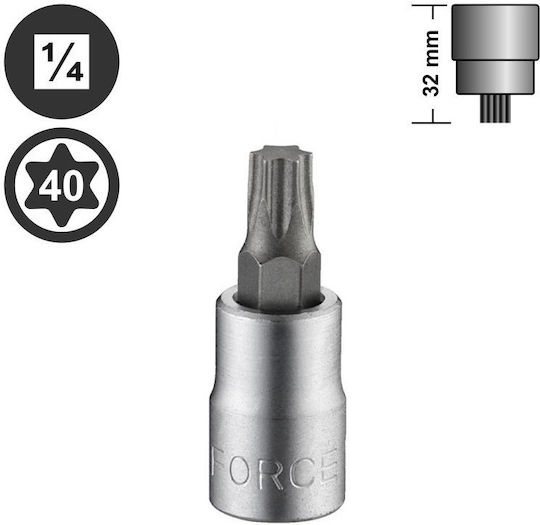 Force Καρυδάκι με Μύτη Torx και Καρέ Υποδοχής 1/4'' Μέγεθος T40x32mm