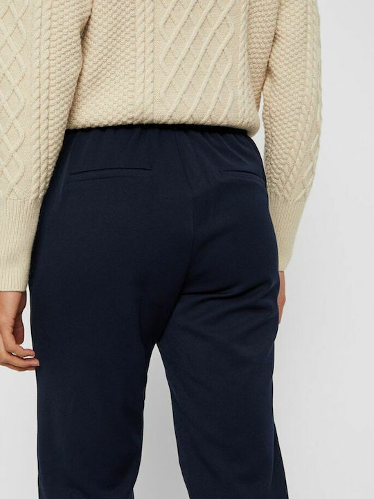Women's Fabric Trousers Loose Fit Blue