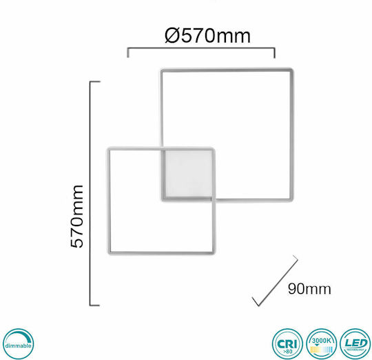 Ondaluce Pl.Dowel/Pc-Silver Модерен Осветително тяло За стена с вграден LED Сребрист 57x55x55см.